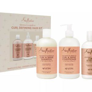 New/Sealed! Shea Moisture 3-Piece Coconut & Hibiscus Curl Defining Hair Kit-GIFT